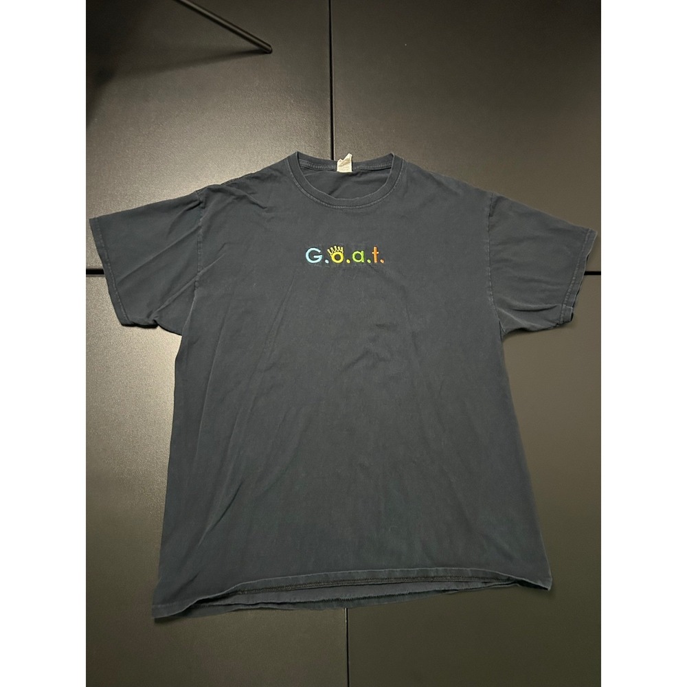 Fruit Of The Loom G.O.A.T. Black Embroidered Short Sleeve T Shirt Mens Large